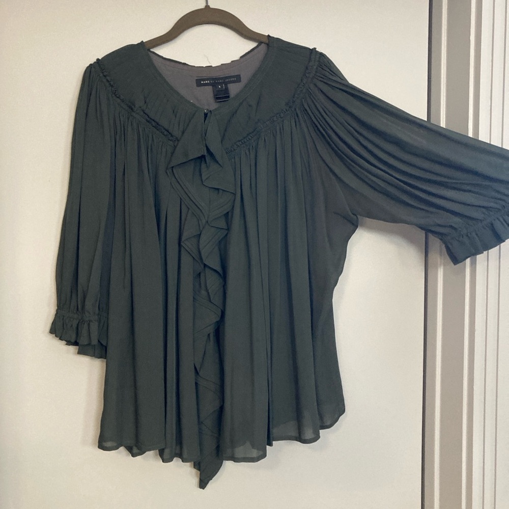 Marc By Marc Jacobs Charcoal Pleated Blouse